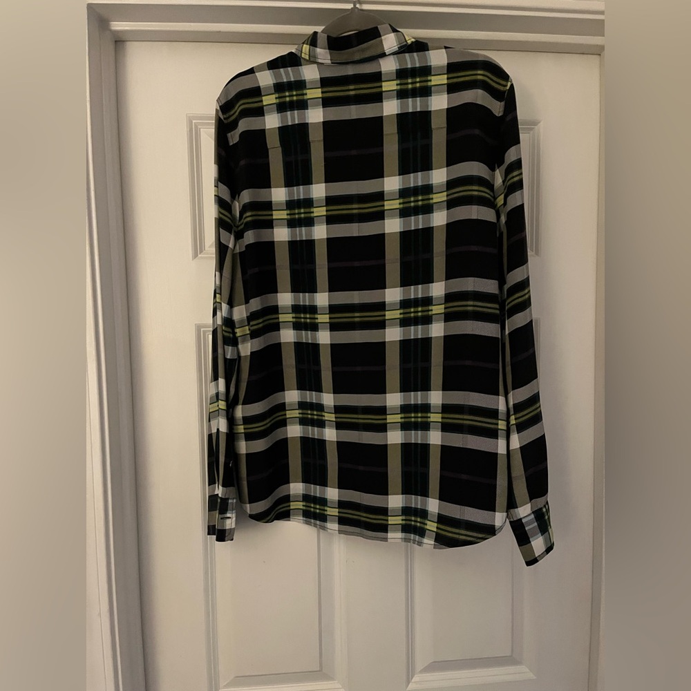 Equipment Femme Silk Plaid Button-Down Blouse – M - Picture 2 of 4
